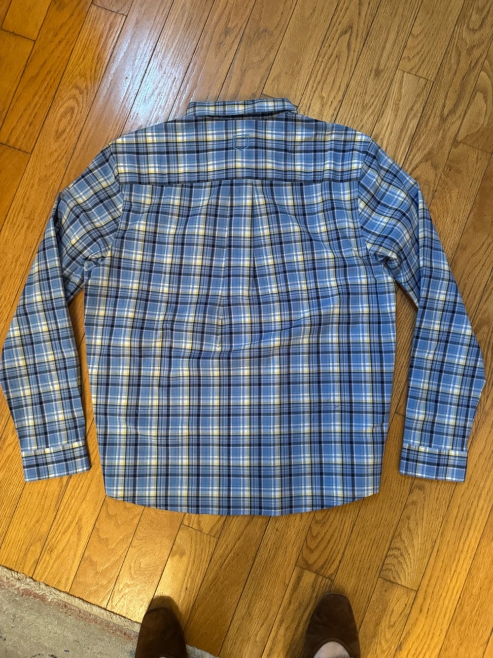Scottevest Mens Blue Plaid Ozark Button Down Shirt Sz L Casual Office 5 Pocket - Picture 10 of 13